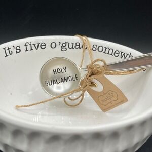 Mud Pie Guacamole Dip Bowl Set It's Five O'Guac Somewhere Holy Guacamole Spoon